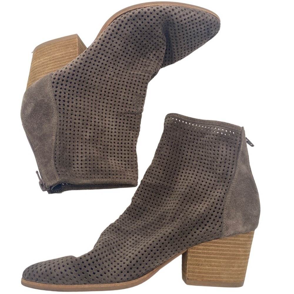 Jeffrey Campbell Womens Boho Western Jenelle Booties 9 Taupe Perforated Suede